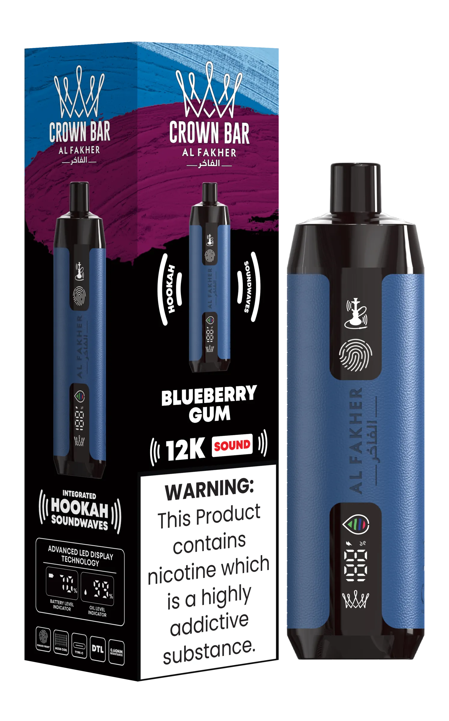 Al Fakher Crown Bar 12K Sound Blueberry Gum