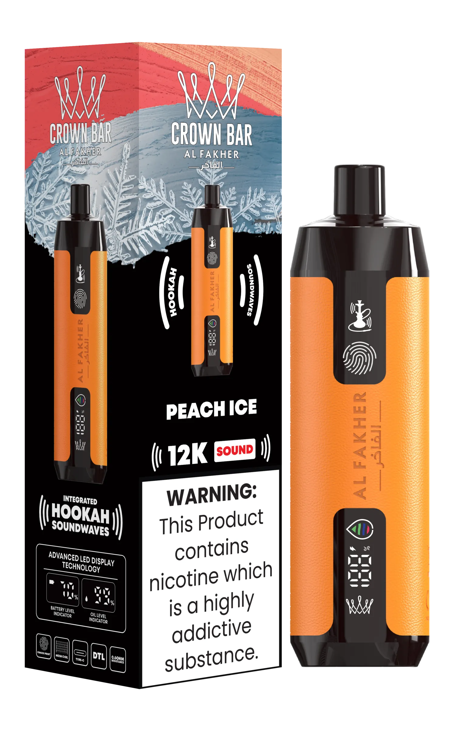 Al Fakher Crown Bar 12K Sound Peach Ice